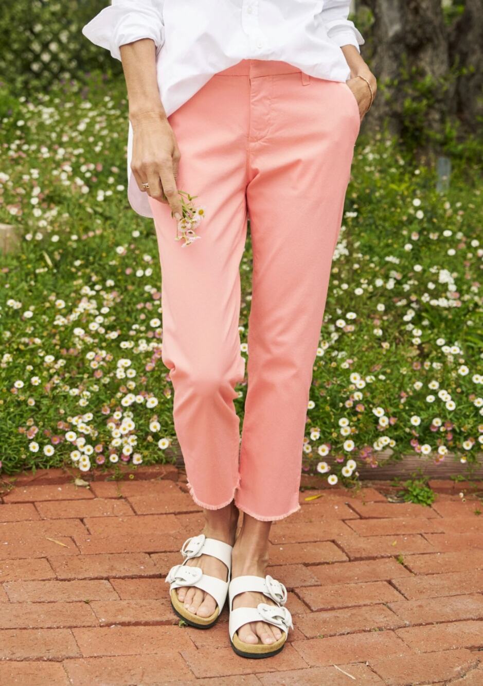 Frank & Eileen Wicklow Twill Italian Chino Pants Coral Orange Stretch Size 6